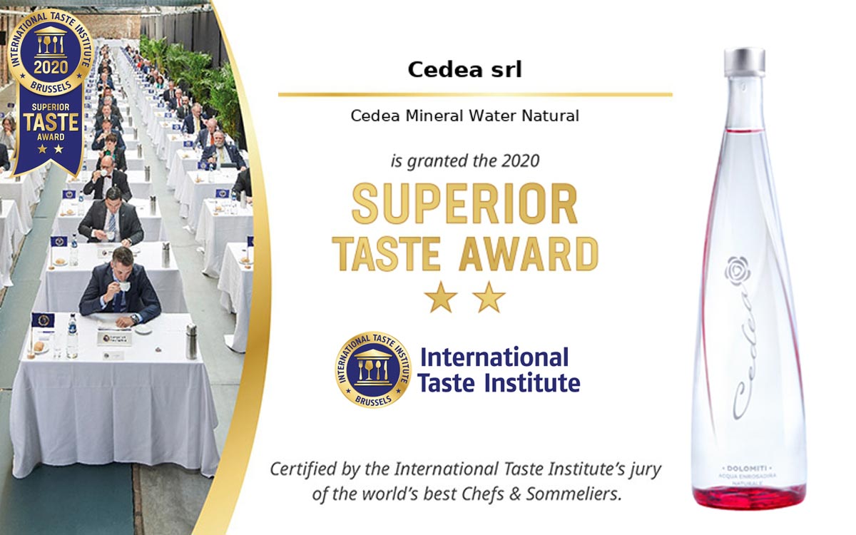 Cedea water winner of Superior Taste Award by International taste Institute